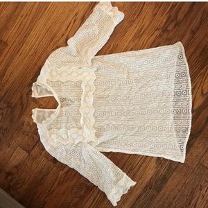 Zara white basic lace blouse